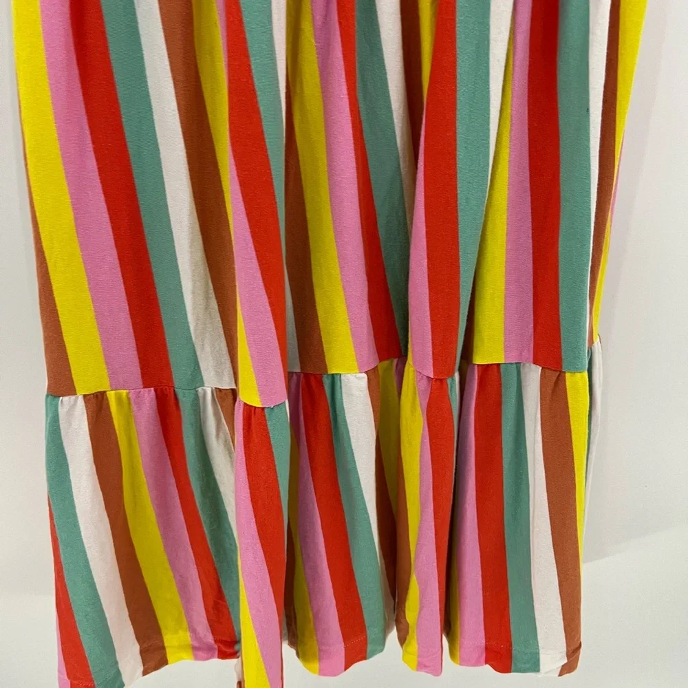 J. Crew rainbow stripe tiered maxi dress